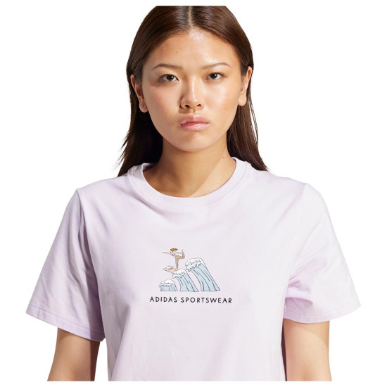 Adidas Γυναικεία κοντομάνικη μπλούζα Codes Doodle Surf Graphic Tee